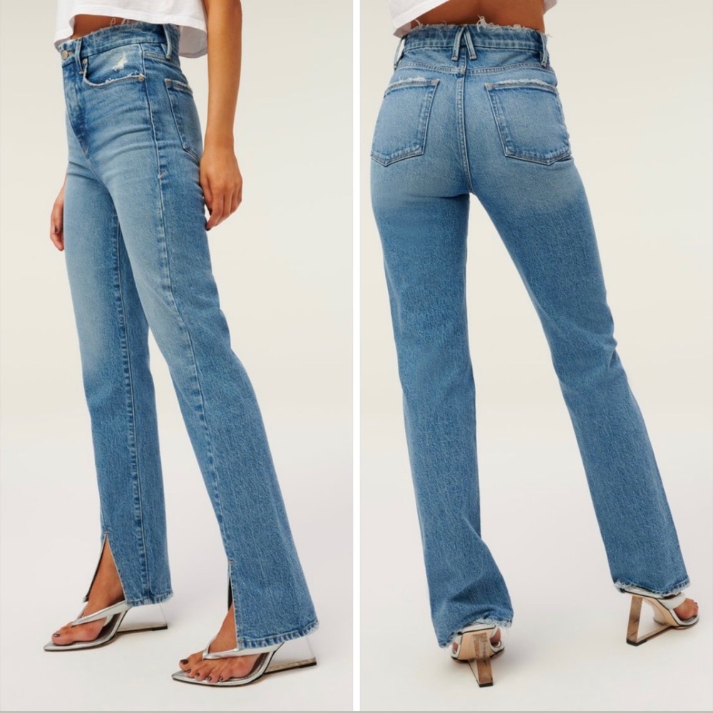 NWOT Good American Slit Straight Jeans